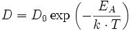 D=D_0\exp\left(-\frac{E_A}{k\cdot T}\right)