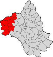 Lage des Arrondissement Villefranche-de-Rouergue im Département Aveyron