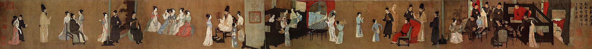 Nächtliche Feier des Han Xizai, von Gu Hongzhong (Bildanfang ganz rechts)