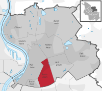 Lage des Stadtteils Buchheim im Stadtbezirk Köln-Mülheim