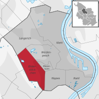 Lage des Stadtteils Bilderstöckchen im Stadtbezirk Köln-Nippes