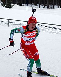 Darja Domratschawa bei den Weltmeisterschaften in Östersund 2008