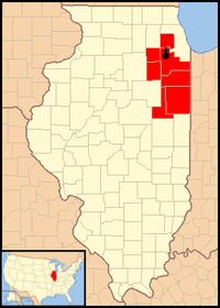 Karte Bistum Joliet in Illinois
