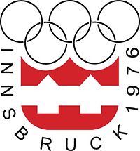 Logo der Olympischen Winterspiele 1976 mit den Olympischen Ringen
