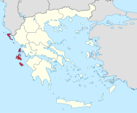 Lage der Region Ionische Inseln innerhalb Griechenlands