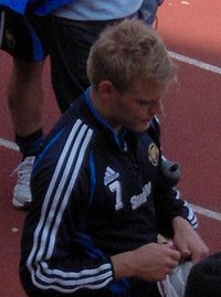 Johan Arneng 2007 nach dem Training mit Djurgårdens IF im Stockholmer Olympiastadion