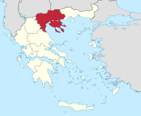 Lage der Region Zentralmakedonien innerhalb Griechenlands