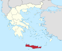 Lage der Region Kreta innerhalb Griechenlands