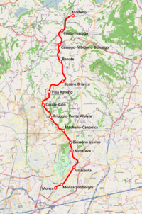 Strecke der Bahnstrecke Monza–Molteno