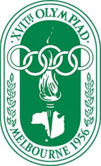 Logo der Olympischen Spiele 1956 mit den Olympischen Ringen