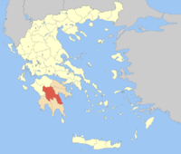 Lage der Präfektur Arkadien(1833–2010) innerhalb Griechenlands