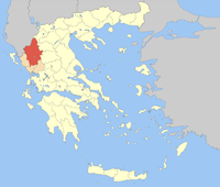 Lage der Präfektur Ioannina innerhalb Griechenlands
