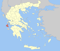 Lage der Präfektur Kefallinia und Ithaka innerhalb Griechenlands