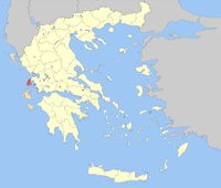 Lage der Präfektur Lefkada (1864–2010) innerhalb Griechenlands