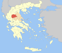 Lage der Präfektur Trikala innerhalb Griechenlands