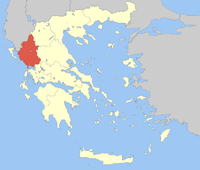 Lage der Verwaltungregion Epirus innerhalb Griechenlands