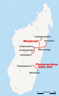 Strecke der Schienenverkehr auf Madagaskar