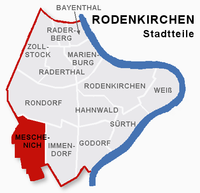 Lage des Stadtteils Meschenich im Stadtbezirk 2