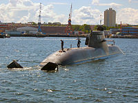 Das U-Boot U 31 im Kieler Hafen.