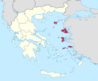 Lage der Region Nördliche Ägäis innerhalb Griechenlands