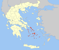 Lage der Präfektur Kykladen innerhalb Griechenlands