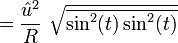 
= \frac{{\hat u}^2}{R}\ \sqrt{ \overline{ \sin^2(t) \sin^2(t) } } \,
