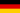 Flagge der Bundesrepublik Deutschland: Drei horizontal verlaufende Blockstreifen. Von oben in schwarz, rot, gold.