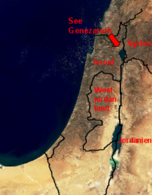 Karte des Nahen Ostens, See Gennesaret markiert