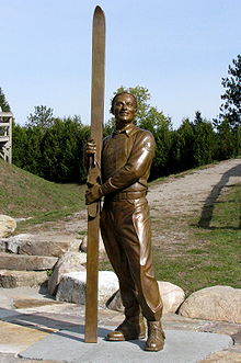 Statue of Art Devlin at the Lake Placid Olympic Ski Jumping Complex