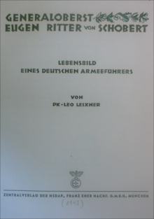 Deckblatt des Buches „Generaloberst Eugen Ritter von Schobert – Lebensbild eines deutschen Armeeführers“
