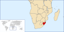 Lage der Kolonie Natal in Südafrika