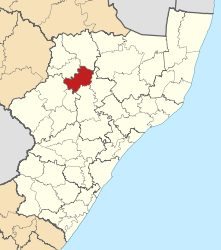 Map of KwaZulu-Natal with Endumeni highlighted (2011).svg