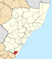 Map of KwaZulu-Natal with Ezingoleni highlighted (2011).svg