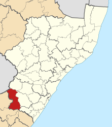 Map of KwaZulu-Natal with Greater Kokstad highlighted (2011).svg