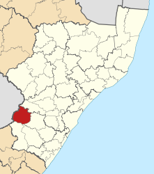 Map of KwaZulu-Natal with Kwa Sani highlighted (2011).svg