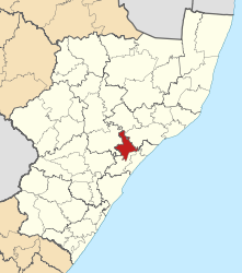Map of KwaZulu-Natal with Maphumulo highlighted (2011).svg