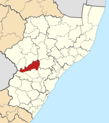 Map of KwaZulu-Natal with Mpofana highlighted (2011).svg