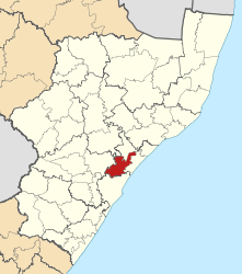 Map of KwaZulu-Natal with Ndwedwe highlighted (2011).svg