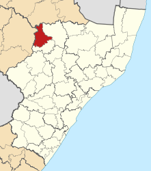 Map of KwaZulu-Natal with Newcastle highlighted (2011).svg