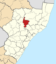 Map of KwaZulu-Natal with Nquthu highlighted (2011).svg