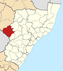 Map of KwaZulu-Natal with Okhahlamba highlighted (2011).svg
