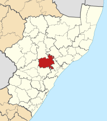 Map of KwaZulu-Natal with Umvoti highlighted (2011).svg