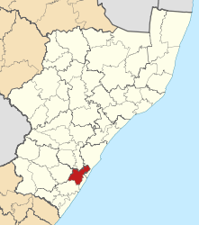 Map of KwaZulu-Natal with Vulamehlo highlighted (2011).svg