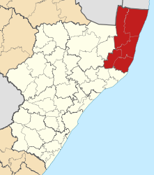 Map of KwaZulu-Natal with uMkhanyakude highlighted (2011).svg