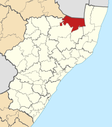 Map of KwaZulu-Natal with uPhongolo highlighted (2011).svg