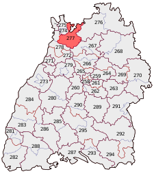 Lage des Bundestagswahlkreises Rhein-Neckar in Baden-Württemberg