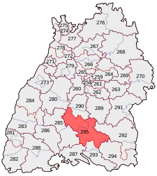 Lage des Bundestagswahlkreises Zollernalb – Sigmaringen in Baden-Württemberg