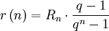 r\left(n\right) = R_n \cdot \frac{q - 1}{q^n - 1}