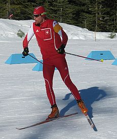 Thomas Frei beim Massenstart während der olympischen Spiele 2010 im Whistler Olympic Park