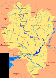 Verlauf der Medwediza (Медведица) im Nordosten des Einzugsgebiets des Don